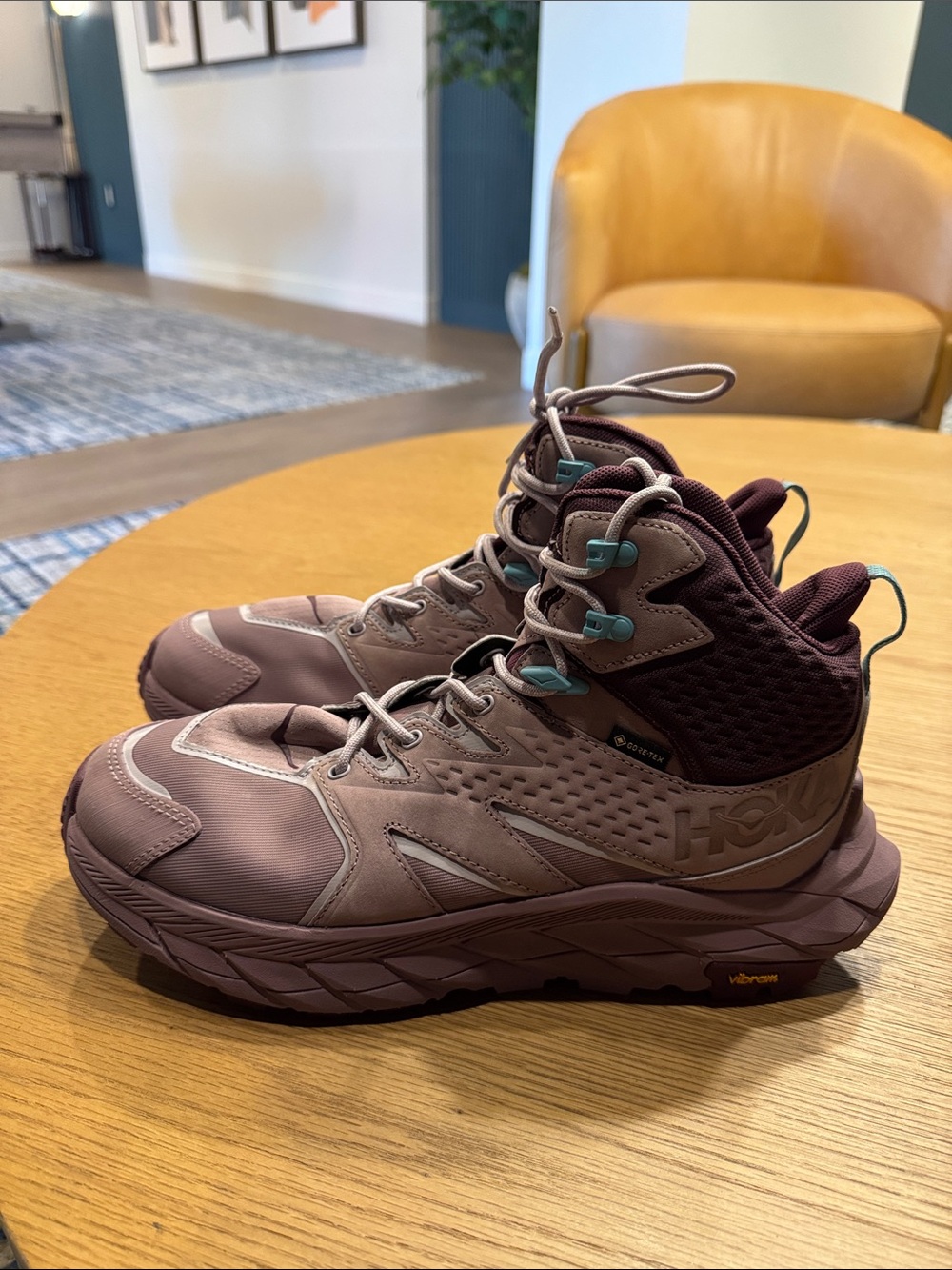Hoka Women's Mauve and Plum High Top Trail Running Shoes - Picture 7 of 11